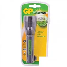 Фонарь ручной GP Discovery, на батарейках, пластик, черный (LHE101-CR1)