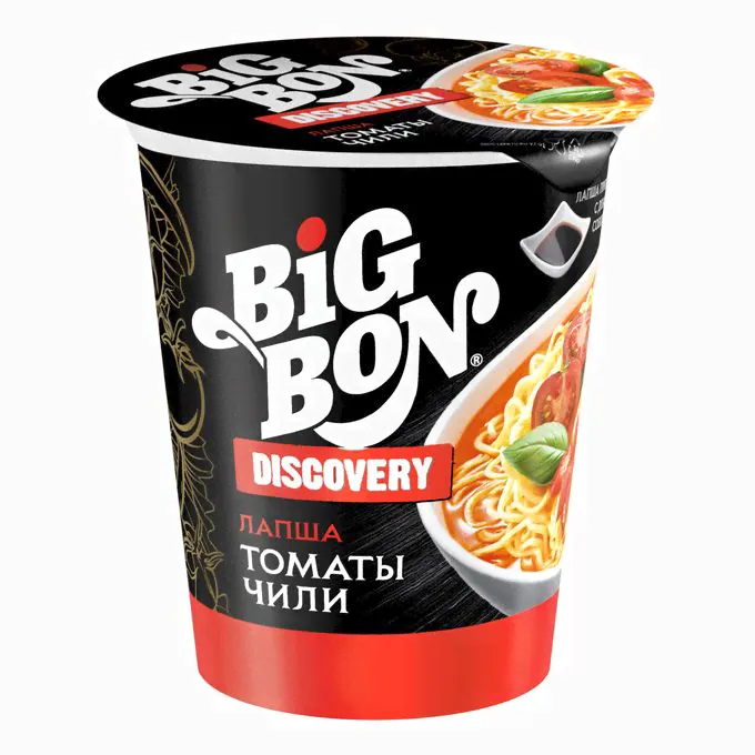 Лапша Big Bon Discovery с томатами и перцем чили быстрого приготовления 70 г