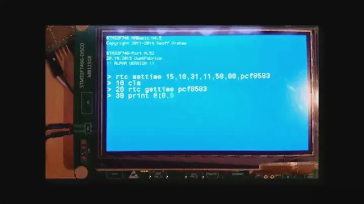 MMBasic RTC demo - STM32F746 Discovery