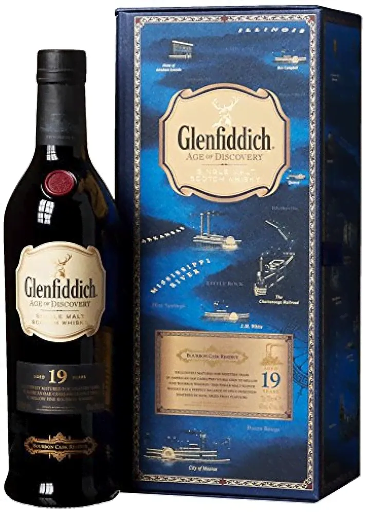 Виски Glenfiddich 19 Years Old Age of Discovery 2nd Release Bourbon Cask Reserve mit Geschenkverpackung Whisky (1 x 0.7 l)