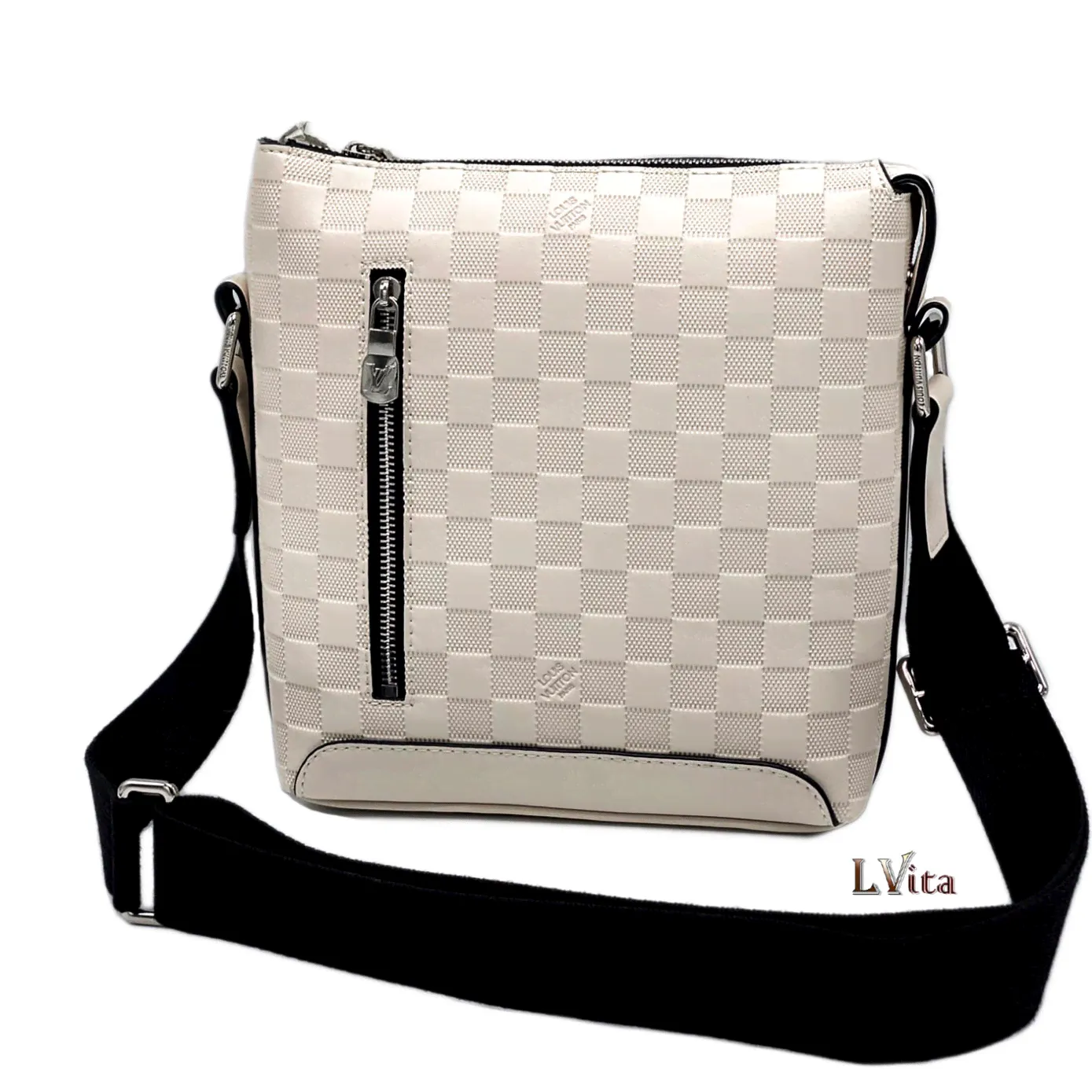 Мужская сумка мессенджер Louis Vuitton Discovery Leather молочного цвета-0
