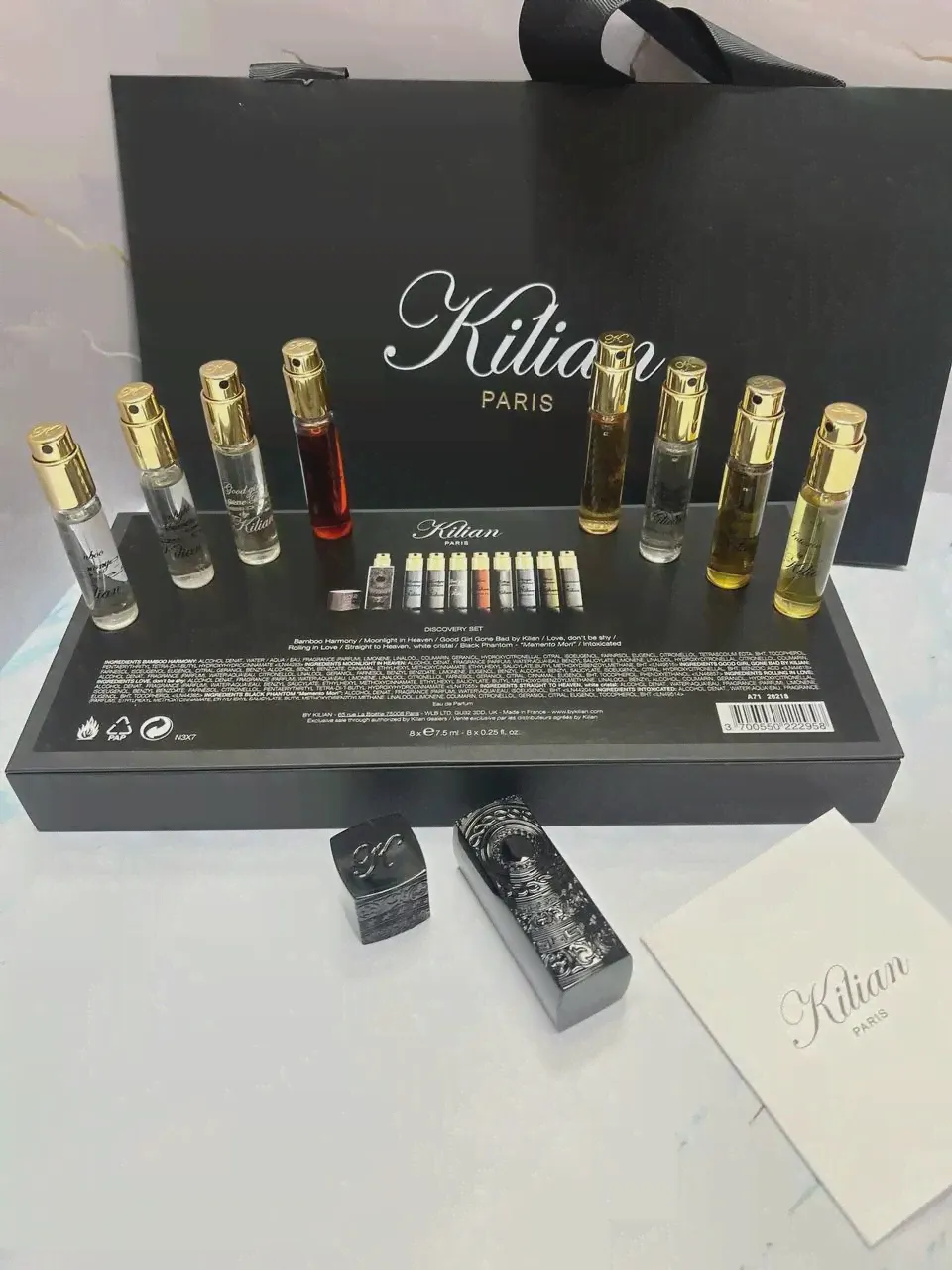 KILIAN THE DISCOVERY SET 8 шт по 7,5 мл + чёрный кофр футляр со щитом Подарочный набор Новинка 2023 (art.: 3920c2bd89a23)-2