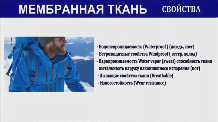 МЕМБРАНА ТКАНЬ Gore-Tex/Урок-1/ВИДЫ СТРОЕНИЕ  УХОД Применение