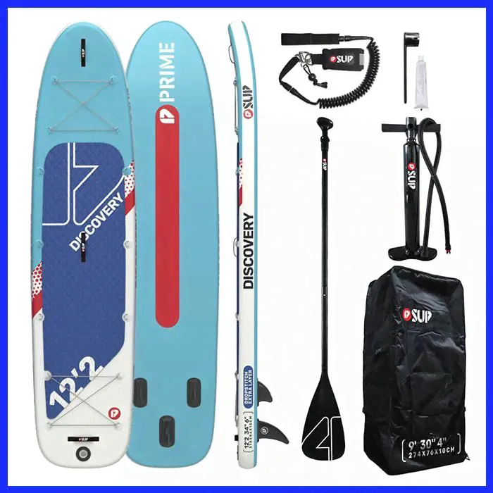 Сапборд PRIME 12.2x34x6 Discovery blue S23 (370x86x15 см) надувной двухслойный / доска для плавания сап борд / Sup board, SUP-доска-0